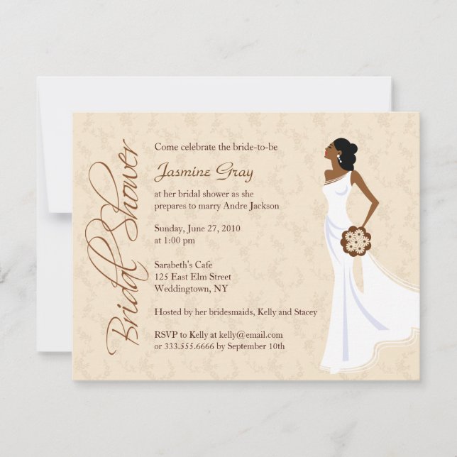 Modern Elegance Champagne Bridal Shower Invitation (Front)