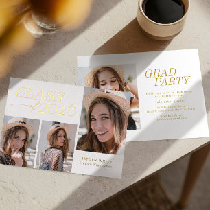 Modern Elegance Class of 2026 Photo Graduation Foil Invitation