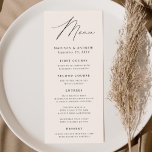 Modern Elegance Cream Wedding Menu<br><div class="desc">Simple and elegant wedding menu featuring "Menu" displayed in a modern black script with a cream-colored background or color of your choice. Personalize the ivory wedding menu by adding your names,  wedding date,  and menu information. Designed to coordinate with our Modern Elegance wedding collection.</div>
