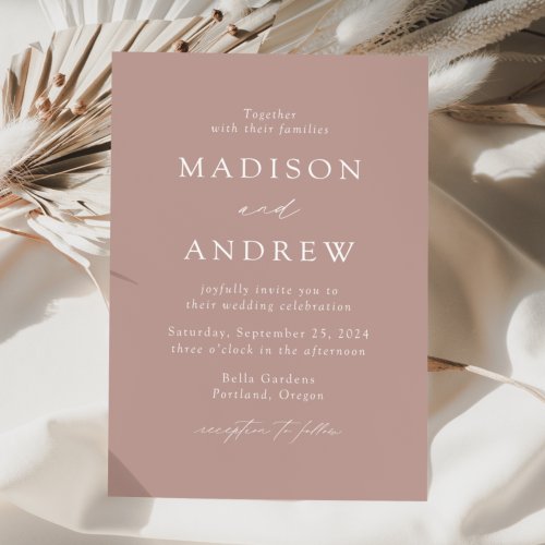 Modern Elegance Dusty Rose Wedding Invitation