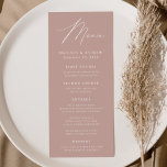 Modern Elegance Dusty Rose Wedding Menu<br><div class="desc">Simple and elegant wedding menu featuring "Menu" displayed in a modern white script with a dusty rose background or color of your choice. Personalize the dusty rose wedding menu by adding your names,  wedding date,  and menu information. Designed to coordinate with our Modern Elegance wedding collection.</div>