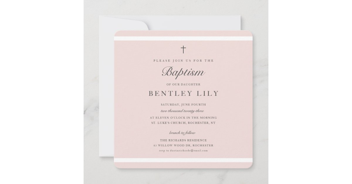 Modern Elegance Girls Baptism Invitation | Zazzle