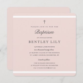 Modern Elegance Girls Baptism Invitation | Zazzle