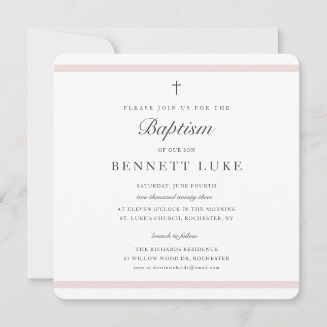 Modern Elegance Girls Baptism Invitation (Front)