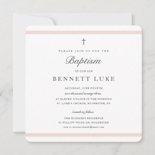 Modern Elegance Girls Baptism Invitation