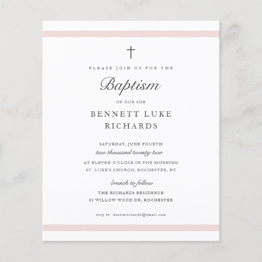 Modern Elegance Girls Baptism Invitation | Zazzle