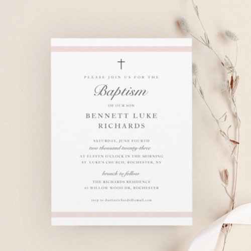 Modern Elegance Girls Baptism Invitation