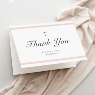 Modern Elegance Girls Baptism Letterpress Thank You Card