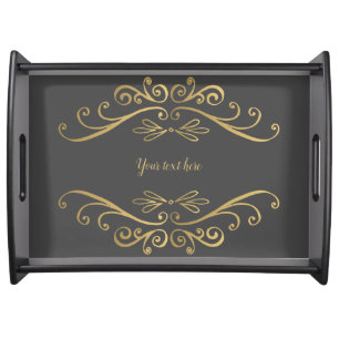 Modern Elegance Gold Customizable Serving Tray