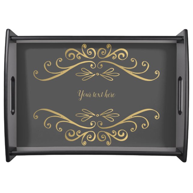 Modern Elegance Gold Customizable Serving Tray (Front)