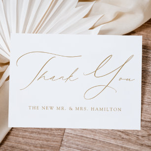 Modern Elegance Gold Script Wedding Thank You Card