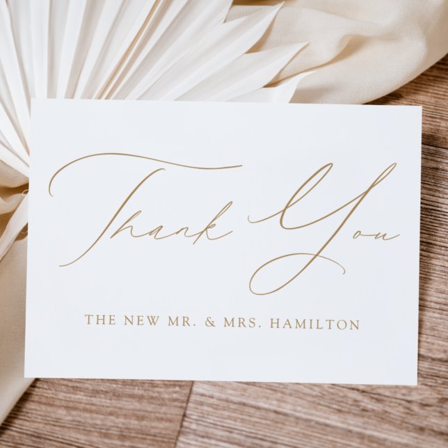 Modern Elegance Gold Script Wedding Thank You Card (Creator Uploaded)