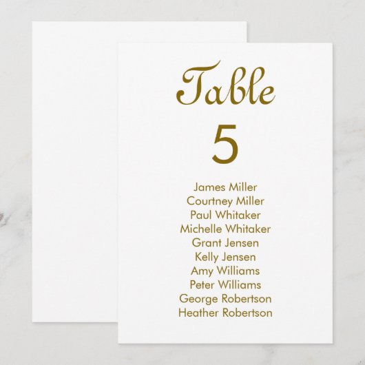 Modern Elegance Gold Table Number Seating (Front/Back)