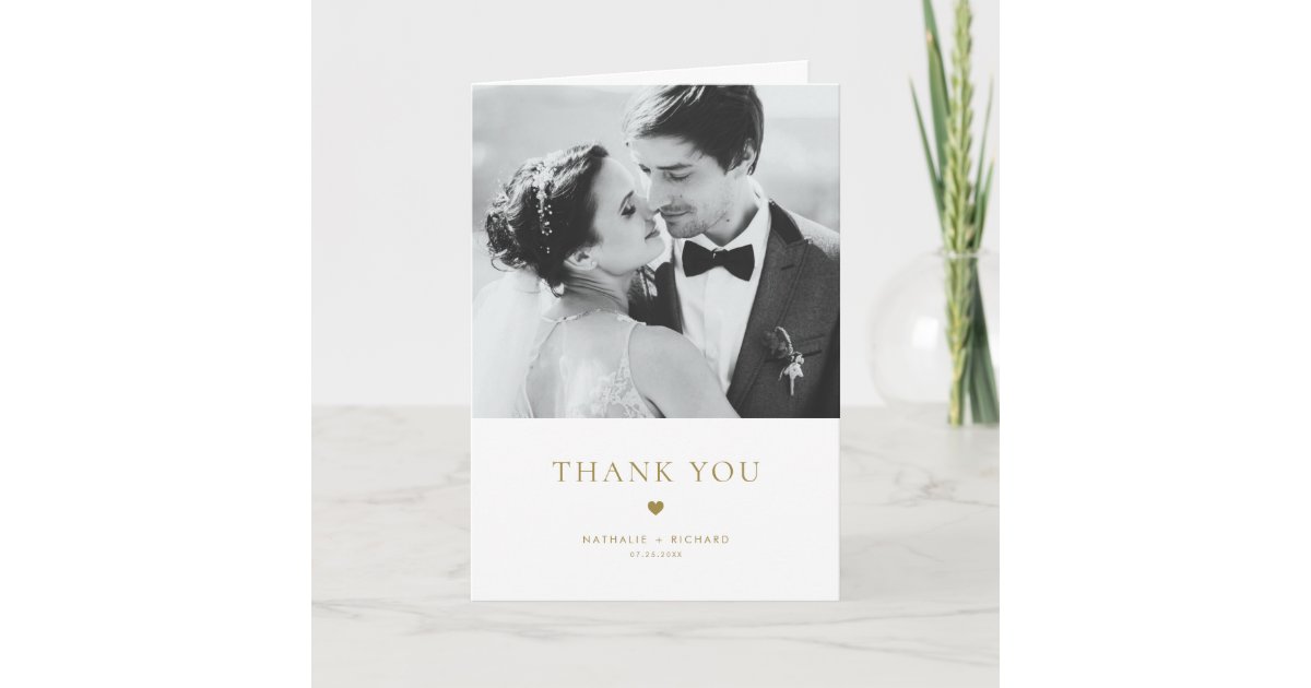 Modern Elegance Gold Typography Wedding Thank You Card | Zazzle