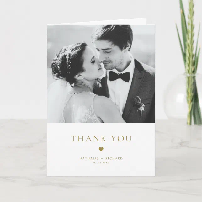 Modern Elegance Gold Typography Wedding Thank You Card | Zazzle