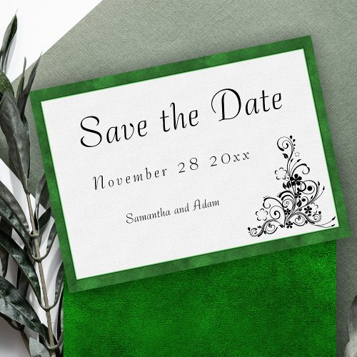 Modern Elegance Green Frame Wedding  Save The Date