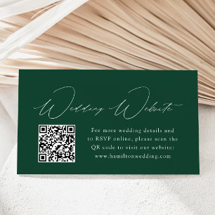 Modern Elegance Green Wedding Website QR Code Enclosure Card