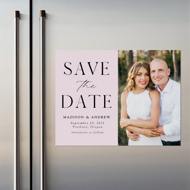 Modern Elegance Lavender Photo Save the Date Magnetic Invitation (Creator Uploaded)