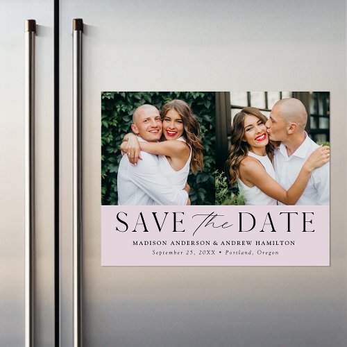 Modern Elegance Lavender Two Photo Save the Date Magnetic Invitation