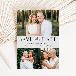 Modern Elegance Light Gray 3 Photo Save The Date