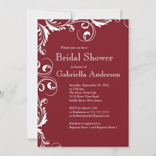Modern Elegance Maroon Bridal Shower Invitation