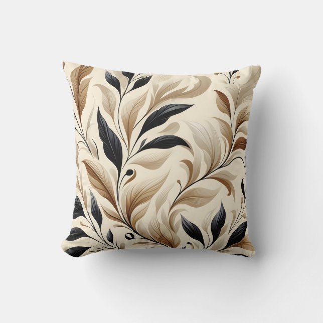 Modern Elegance Natural Leaf Pattern Home Accent   Throw Pillow (Front)