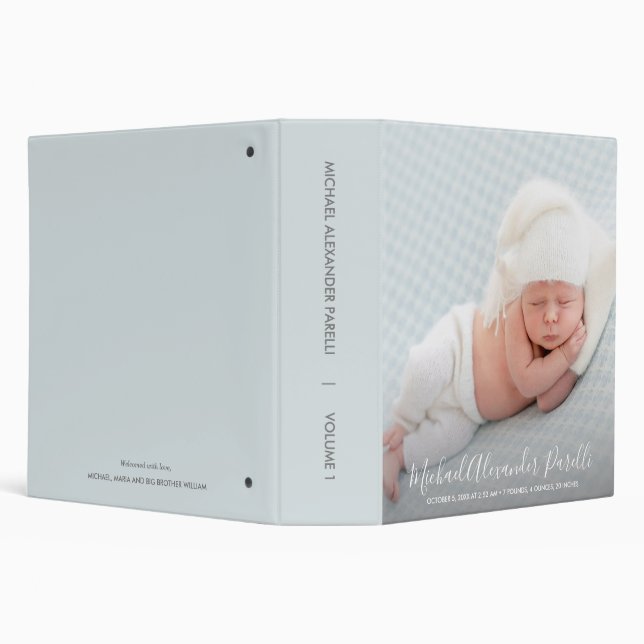 Modern Elegance Newborn Baby Boy Photo Albumn 3 Ring Binder (Background)