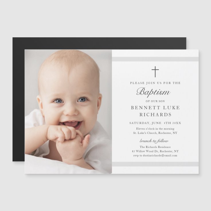 Modern Elegance Photo Baptism Invitation Zazzle