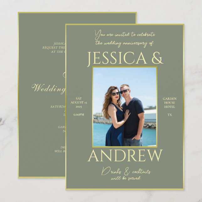 Modern Elegance Photo Wedding Anniversary Invitation (Front/Back)