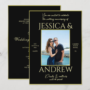 Modern Elegance Photo Wedding Anniversary Invitation