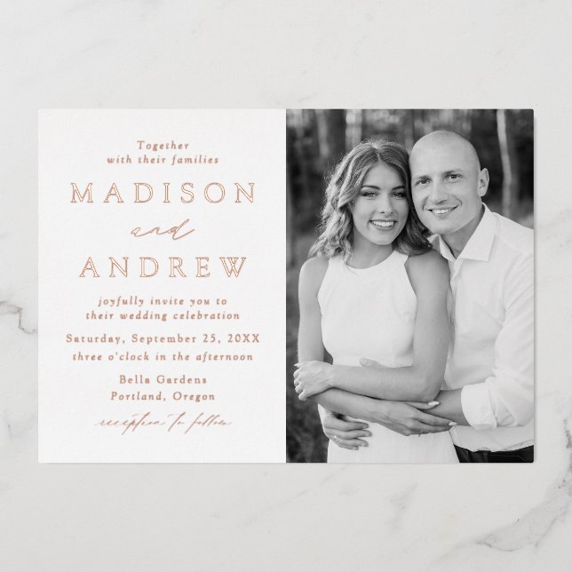 Modern Elegance Photo Wedding Foil Invitation (Front)