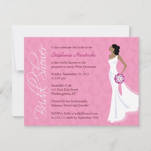 Modern Elegance Pink Bridal Shower Personalized Invitation