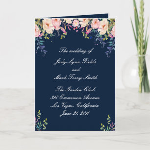 Modern Elegance Pink Floral Botanical Program Card