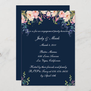 Modern Elegance Pink Floral Engagement Party Invitation