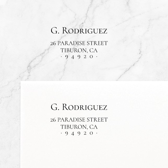 Modern Elegance Pure. Minimal Typo. Address 05a. Self-inking Stamp (Classic, elegant typography return address self-inking stamp featuring custom name and address.)