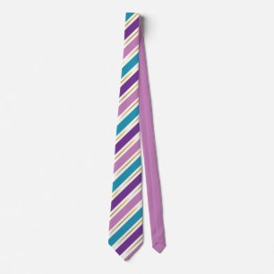 Modern Elegance Purple Blue Angled Stripe Neck Tie
