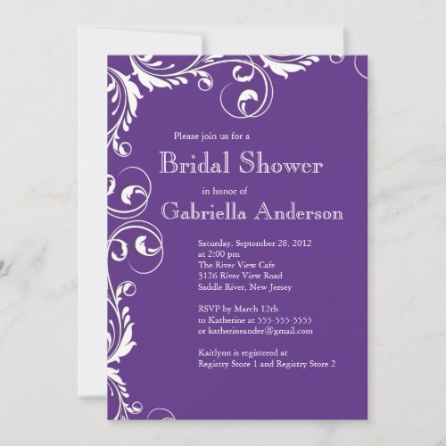 Modern Elegance Purple Bridal Shower Invitation