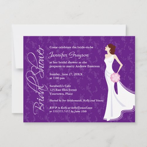 Modern Elegance Rich Purple Bridal Shower Personalized Invite