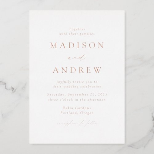 Modern Elegance Rose Gold Wedding Foil Invitation