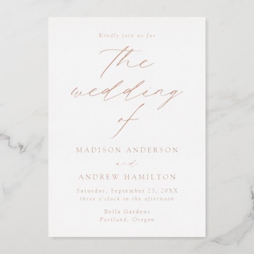 Modern Elegance Rose Gold Wedding Foil Invitation