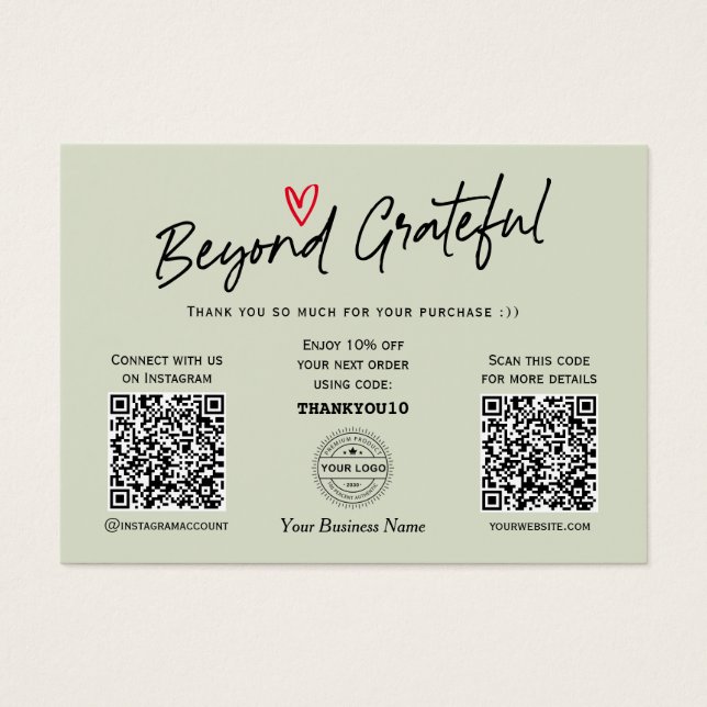 Modern elegance script trendy QR code gift card (Front)