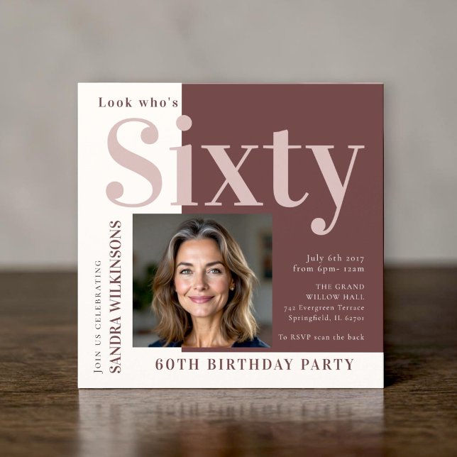 Modern Elegance Sixty Birthday  Invitation (Creator Uploaded)