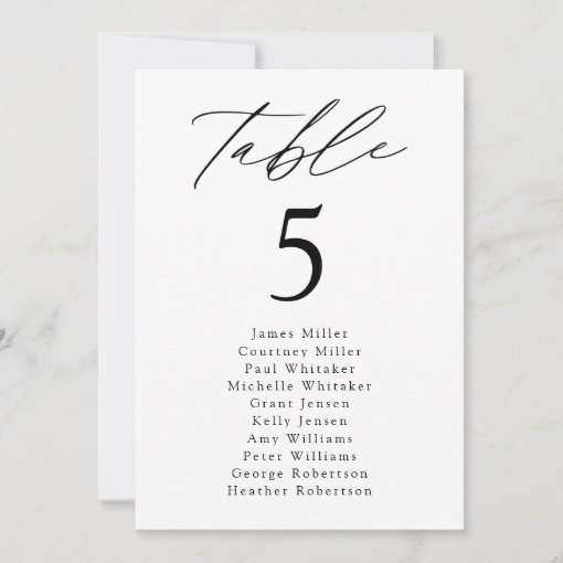 Modern Elegance Table Number Seating Chart | Zazzle