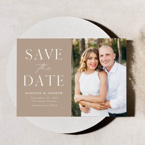 Modern Elegance Taupe Photo Save The Date