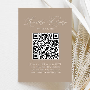 Modern Elegance Taupe QR Code RSVP Enclosure Card