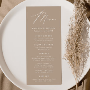 Modern Elegance Taupe Wedding Menu