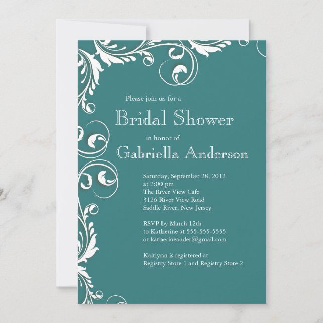 Modern Elegance Teal Bridal Shower Invitation (Front)