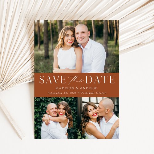 Modern Elegance Terracotta 3 Photo Save The Date