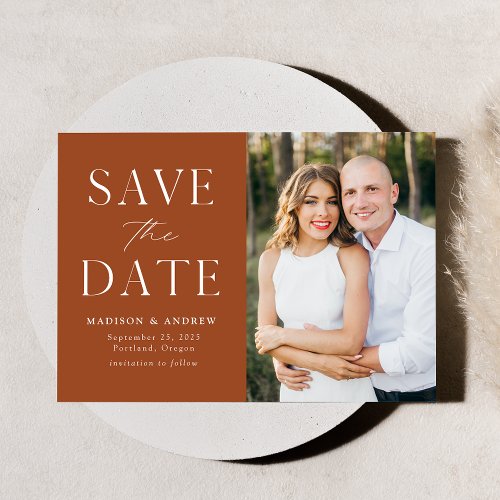 Modern Elegance Terracotta Photo Save The Date