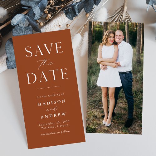 Modern Elegance Terracotta Photo Save the Date